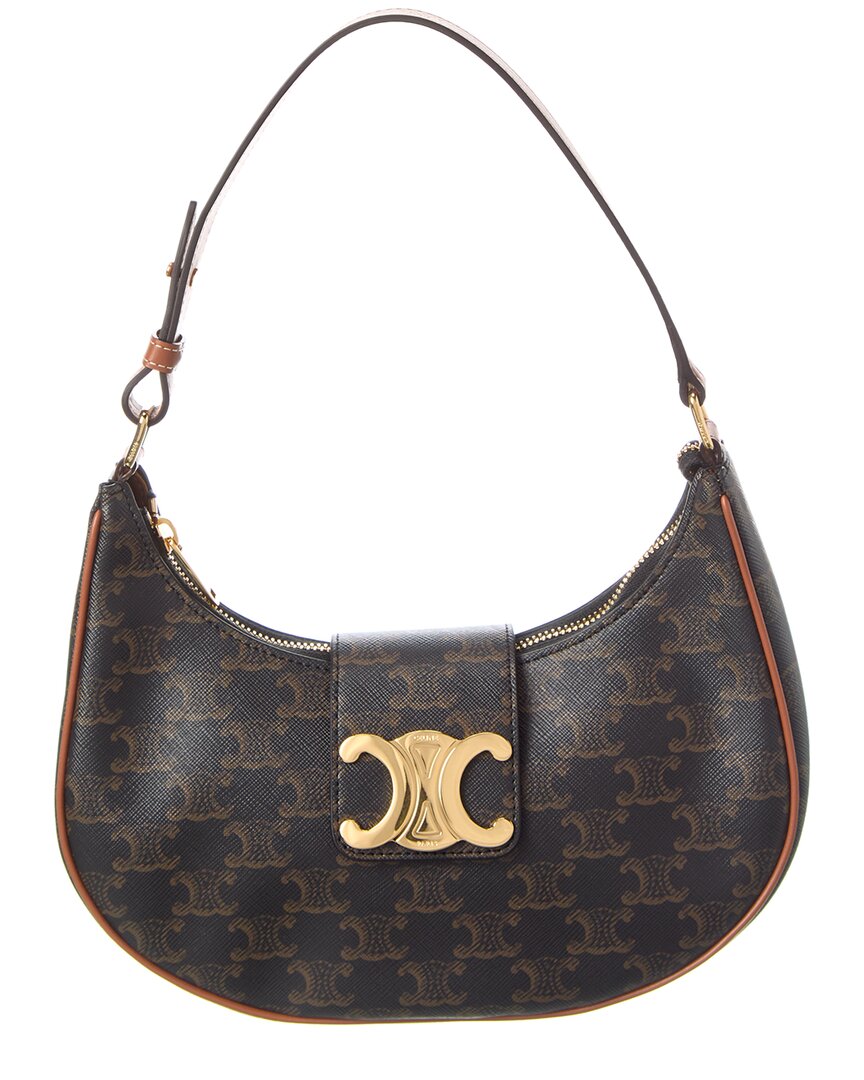 Celine Ava Triomphe Zipper Shoulder Bag In Brown