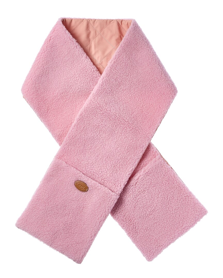 TOD'S TODS LEATHER-TRIM WOOL-BLEND SCARF
