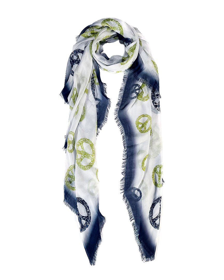 Blue Pacific Peace Silk-blend Scarf