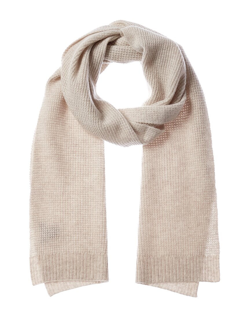 Hannah Rose Waffle Stitch Cashmere Scarf In Brown | ModeSens
