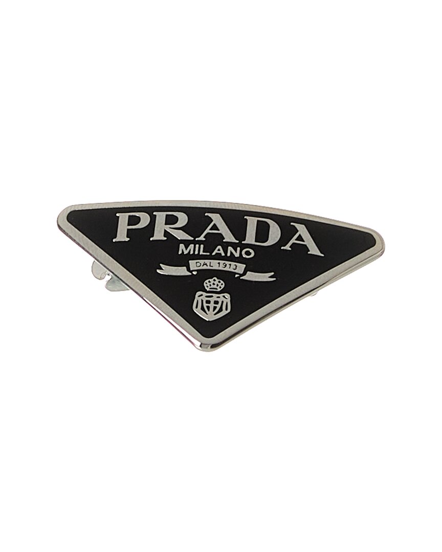 Prada Logo Metal Hair Clip In Silver | ModeSens