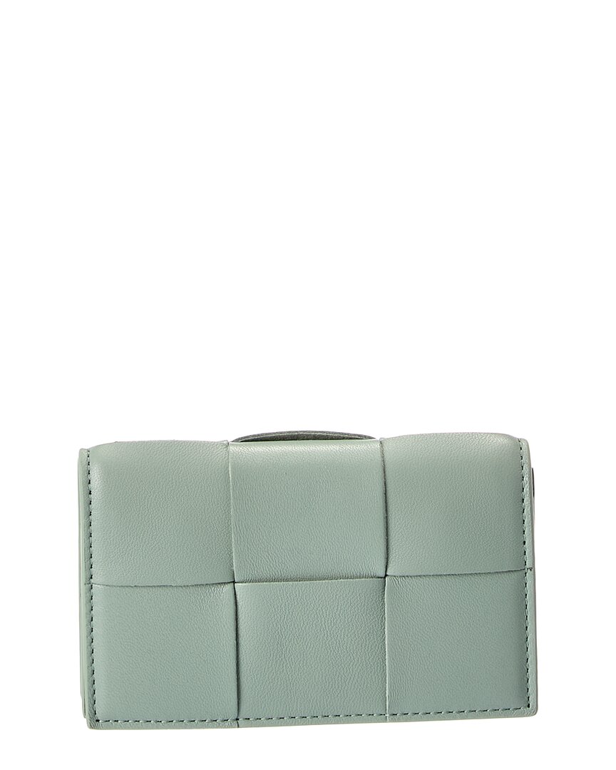 Bottega Veneta Maxi Intrecciato Leather Business Card Case In Green