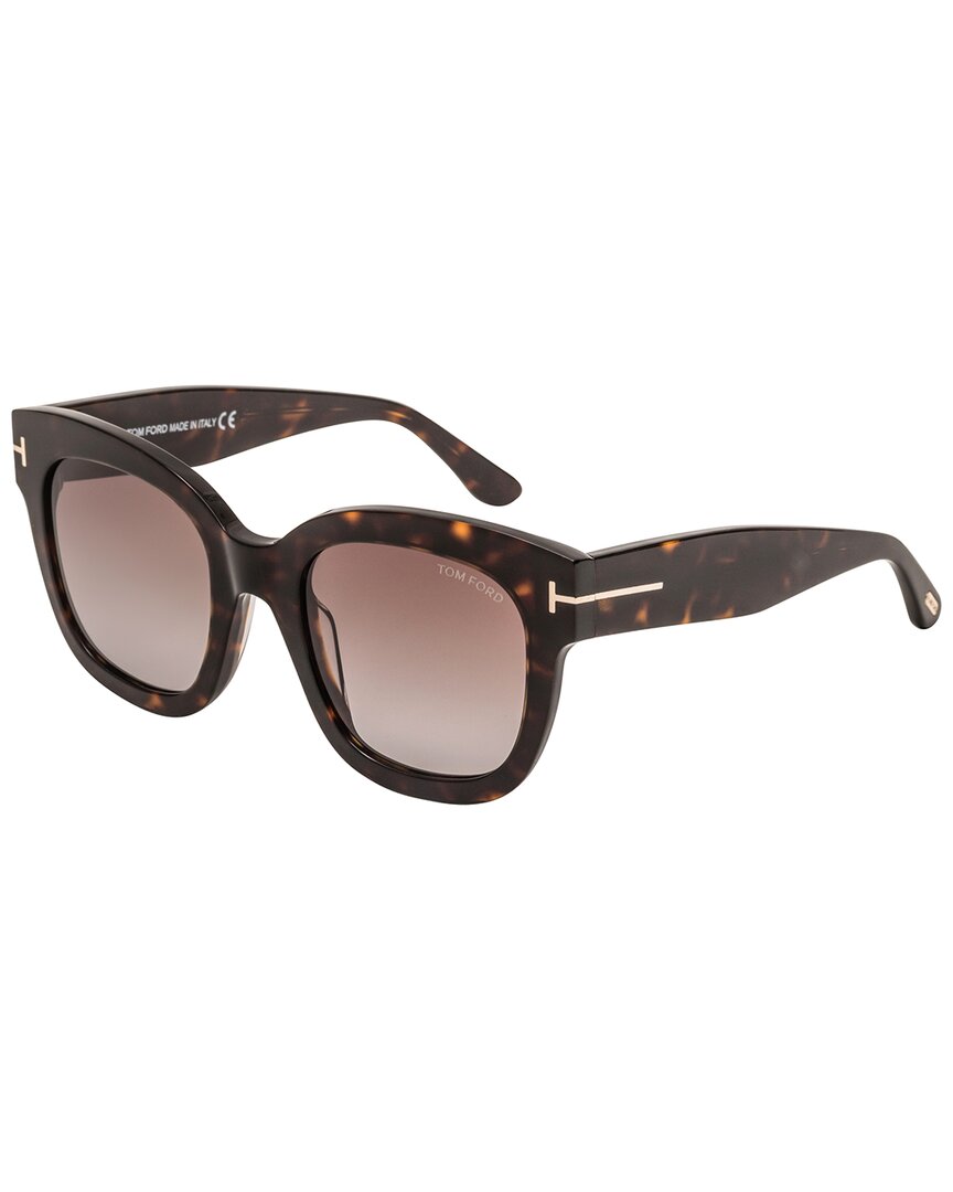 Tom Ford Square Full Rim, With A Dark Havana Frame And Brown Gradient Polarized Lens. In Brown