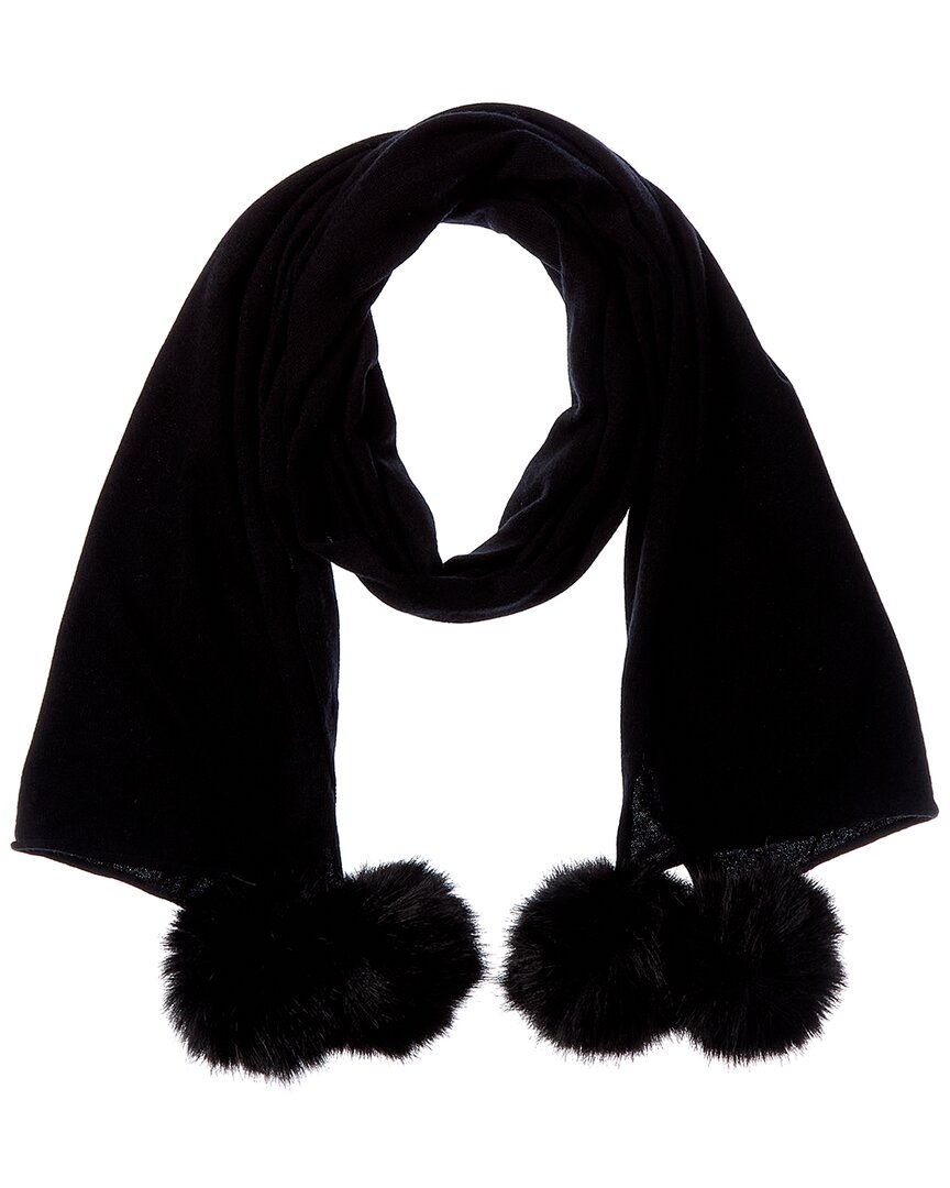 Forte Cashmere Poms Wool & Cashmere-blend Scarf In Black
