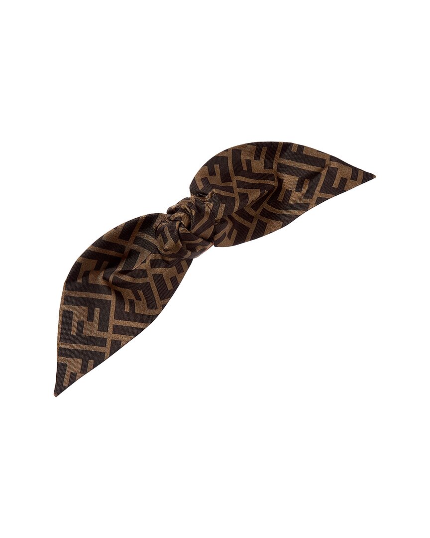 Fendi Ff Silk Hair Clip In Brown