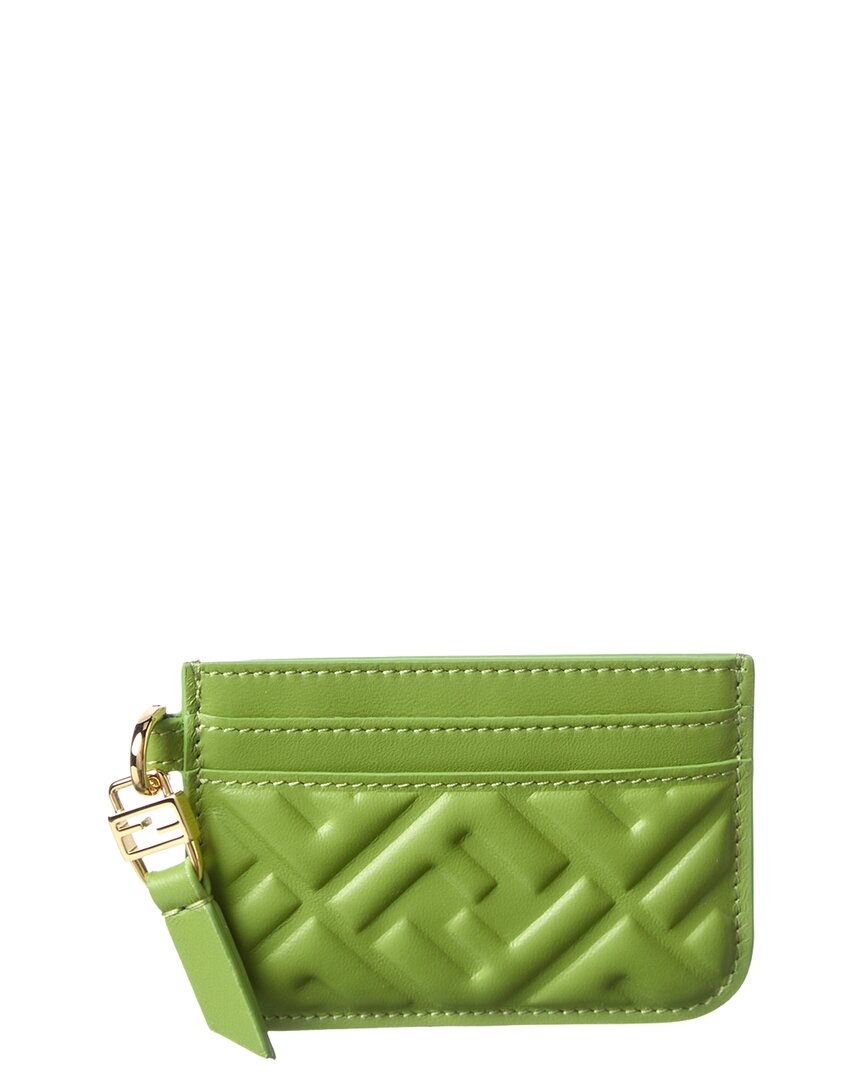 Fendi Baguette Leather Card Case In Green