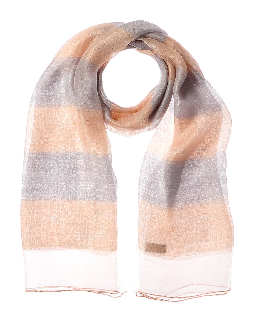 Saachi Shimmering Striped Silk & Wool-blend Scarf In Pink