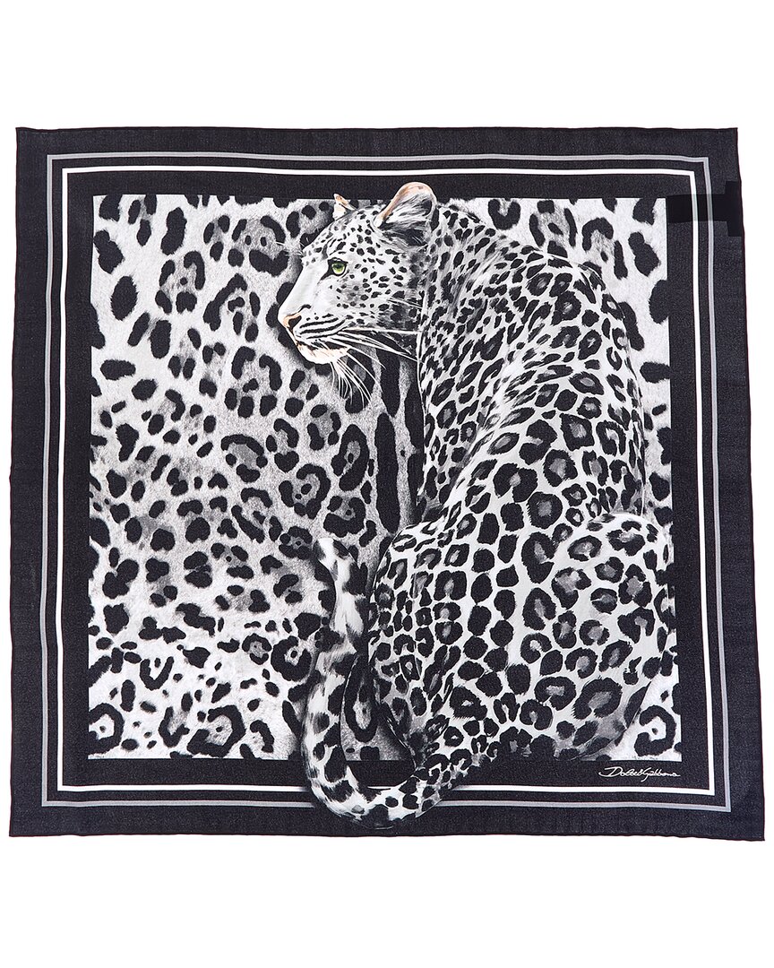 Dolce & Gabbana Printed Silk Scarf In Black