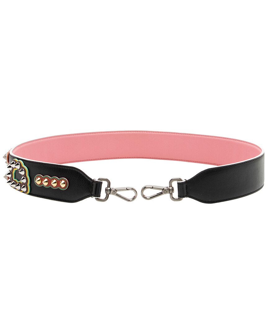 Pre-owned Fendi Black & Multi & Pink Leather Studded Fun Fair Strap You Shoulder Strap (authentic Pre-loved)