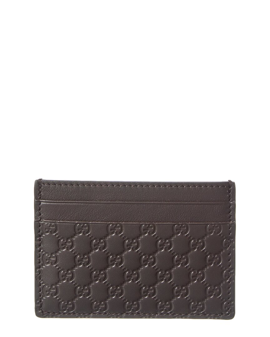 Gucci Gg Leather Card Holder In Brown