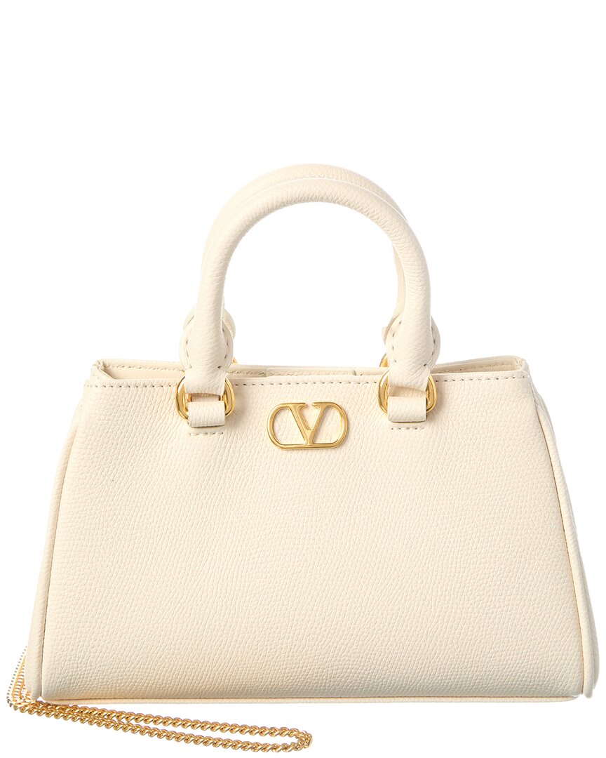 Valentino Garavani Valentino Vlogo Signature Mini Leather Clutch In Neutral