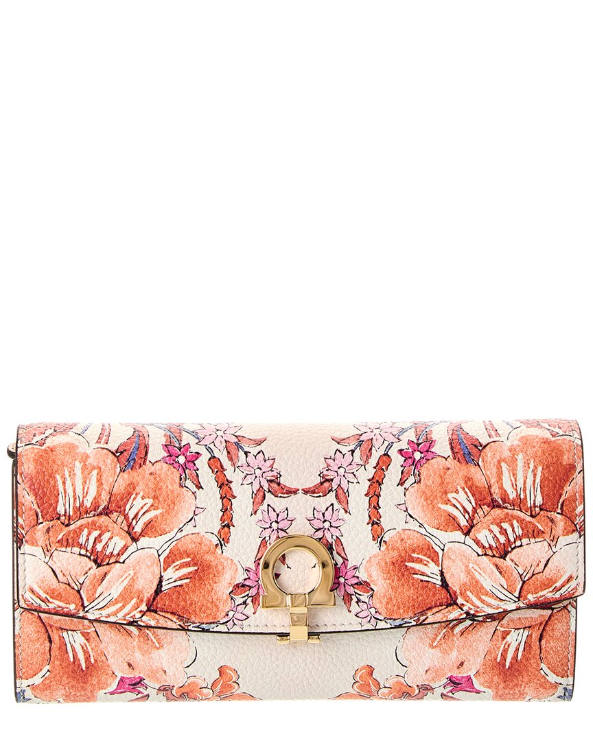 Кожаный бумажник Ferragamo Gancini Continental Женский белый 72790₽