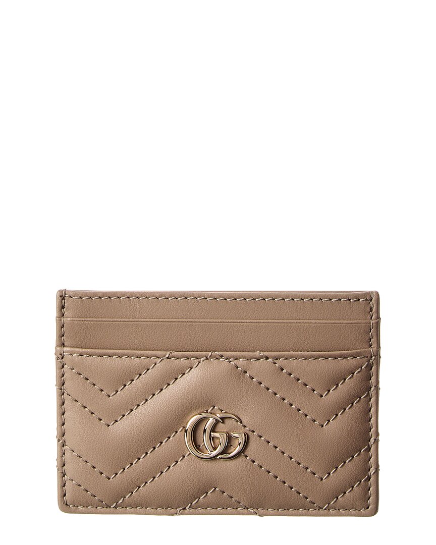 Gucci Gg Marmont Leather Card Case In Brown
