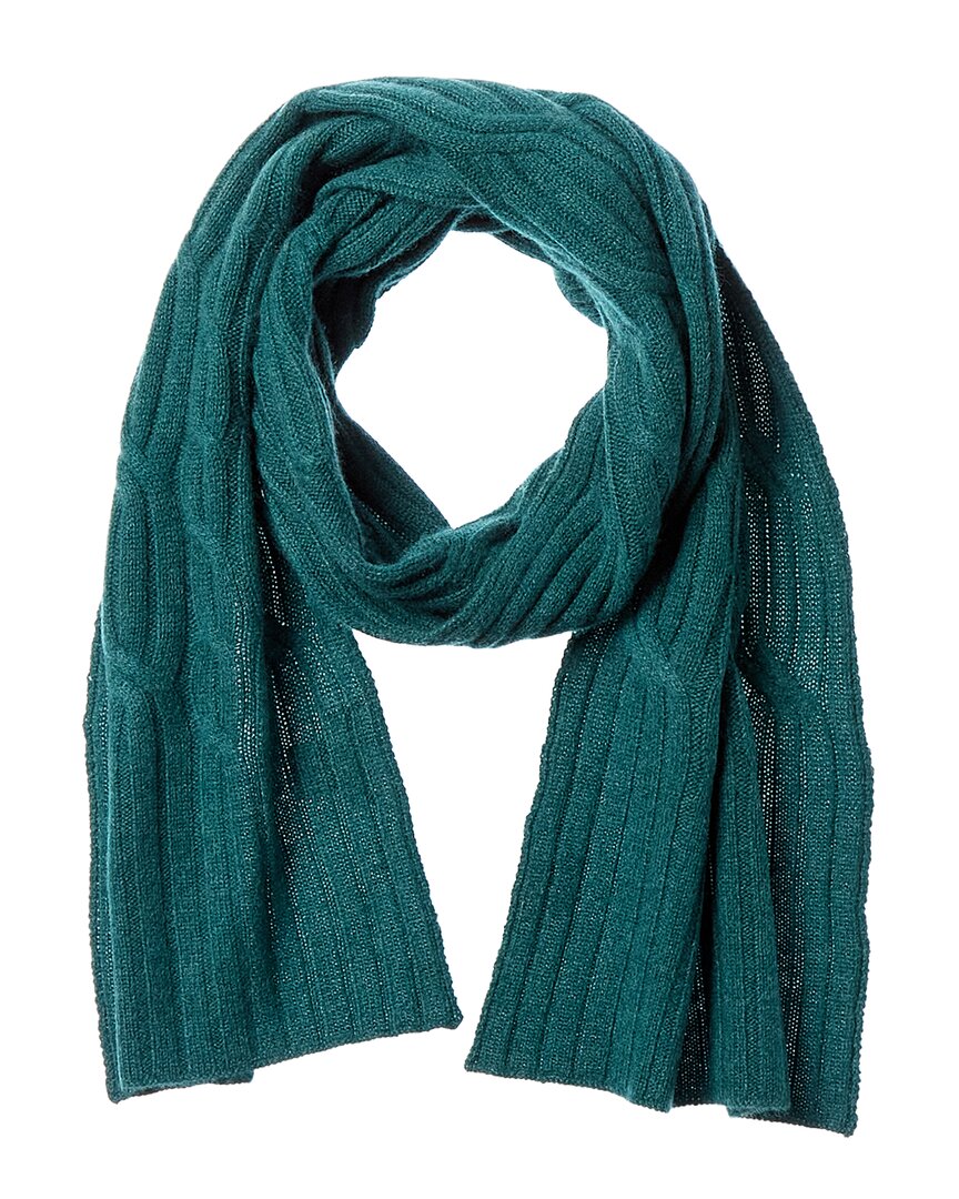 Hannah Rose Wide Cable Cashmere Scarf In Green