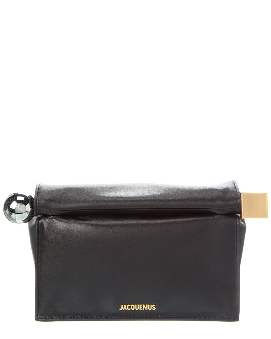 Jacquemus La Pochette Rond Carre Nappa Leather Clutch Bag