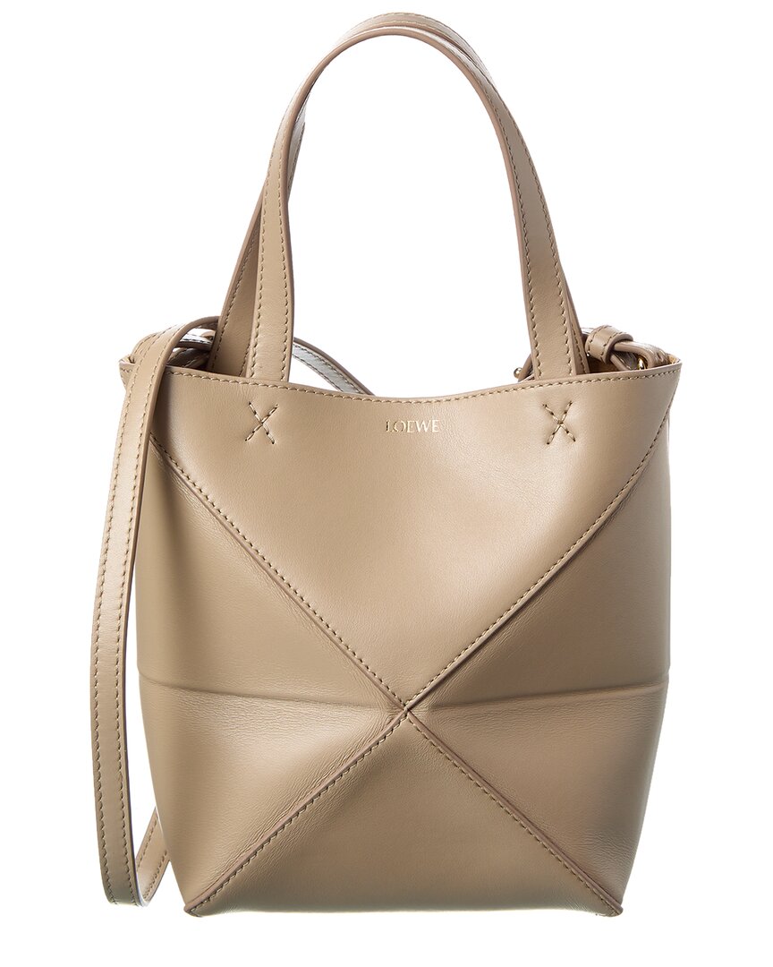 Loewe Puzzle Mini Leather Tote In Brown