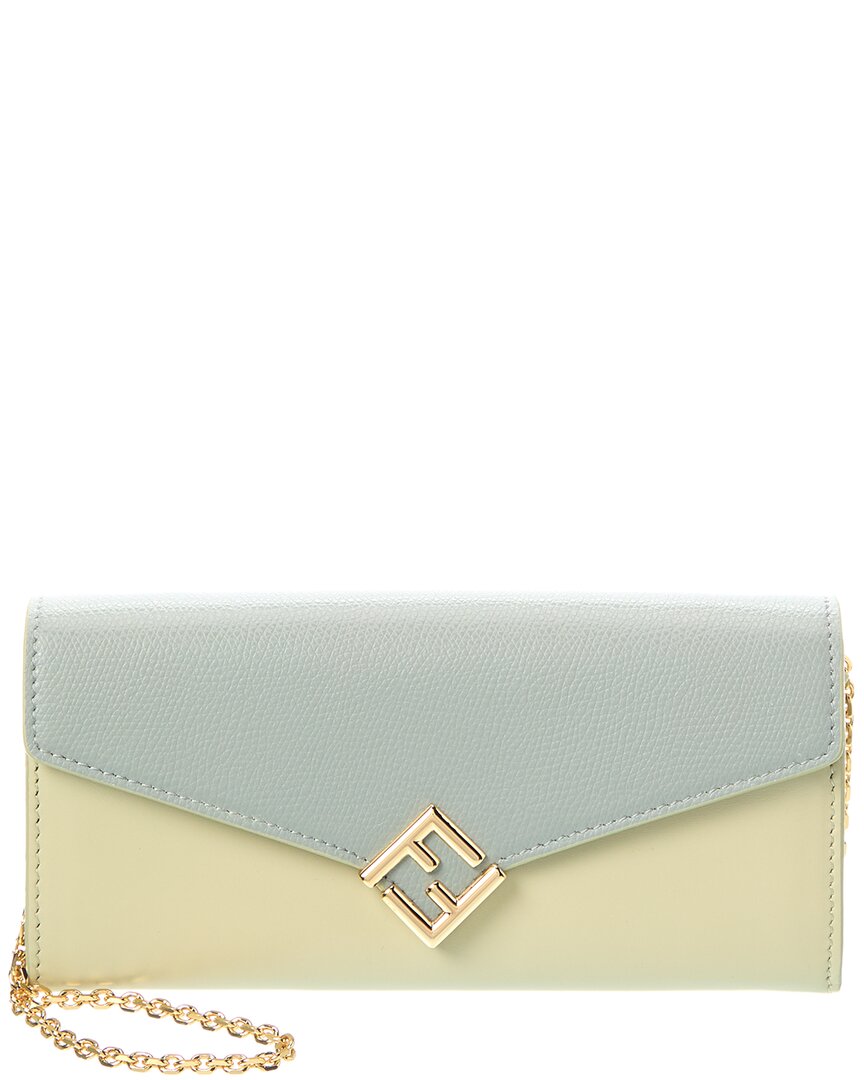 Fendi Ff Diamonds Leather Wallet On Chain