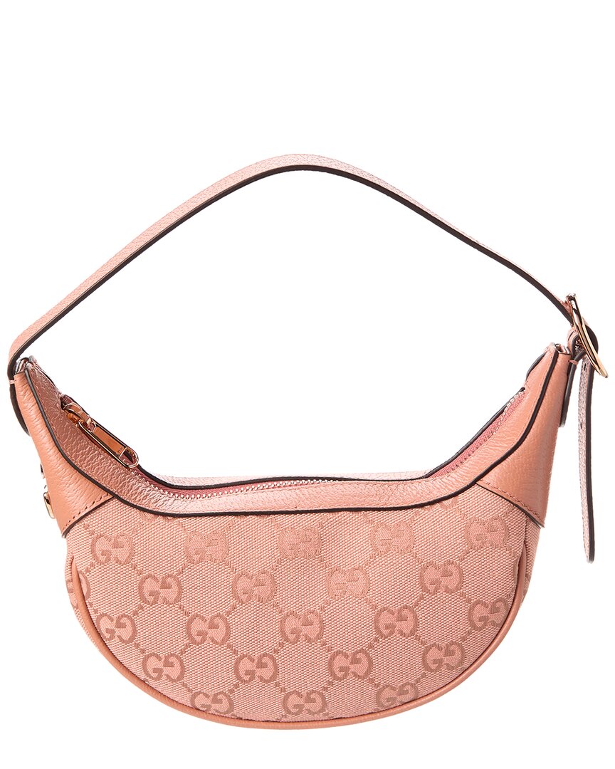 Gucci Ophidia Mini Gg Canvas & Leather Shoulder Bag In Pink