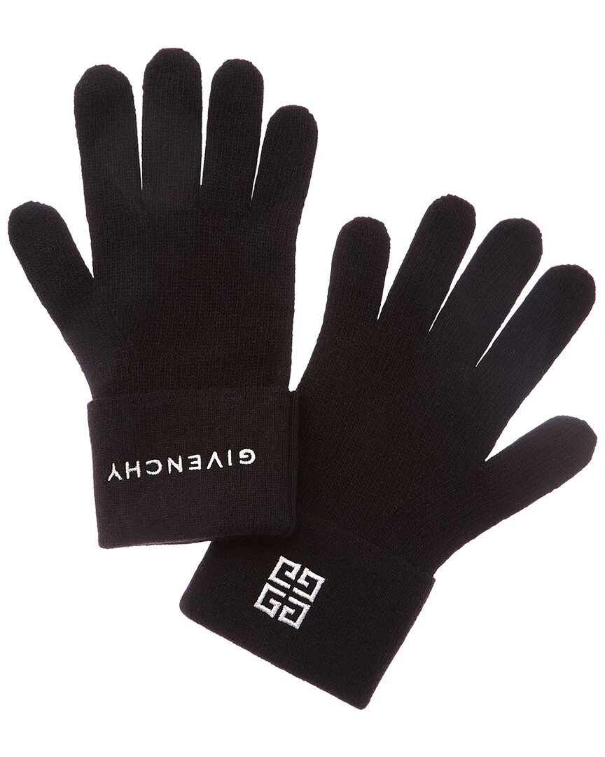 Givenchy 4g Wool & Cashmere-blend Gloves In Black