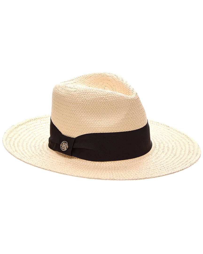 Bruno Magli Straw Ribbon Fedora In Brown