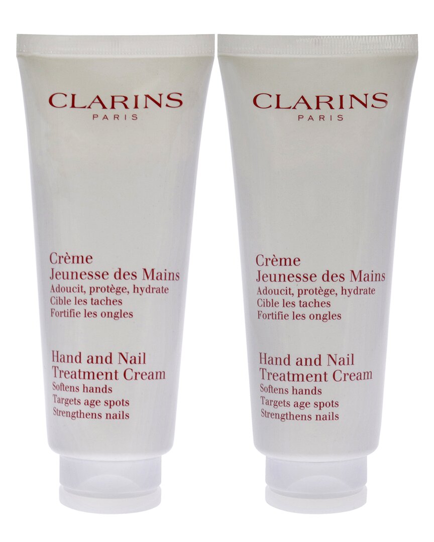 Clarins Unisex 2 X 3.4oz Hand And Nail Treatment Cream Duo In White