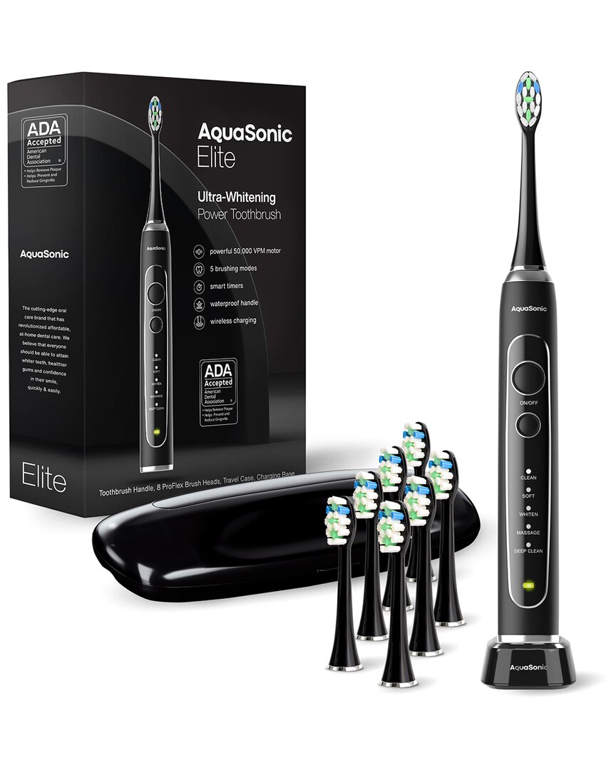 Shop Aquasonic Elite Ultra-whitening Rechargeable Toothbrush In Black