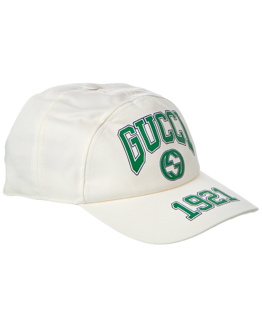Shop Gucci Print Baseball Cap In White