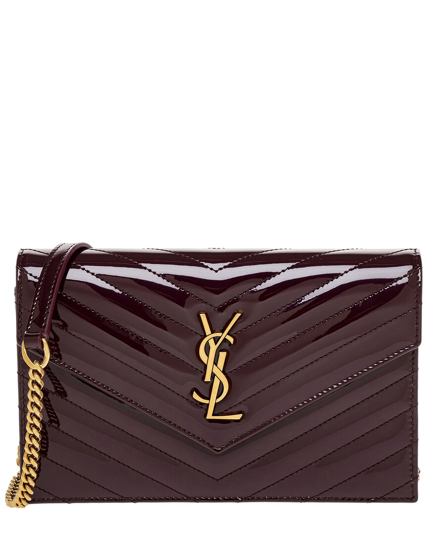 Saint Laurent Cassandre Envelope Patent Wallet On Chain In Red