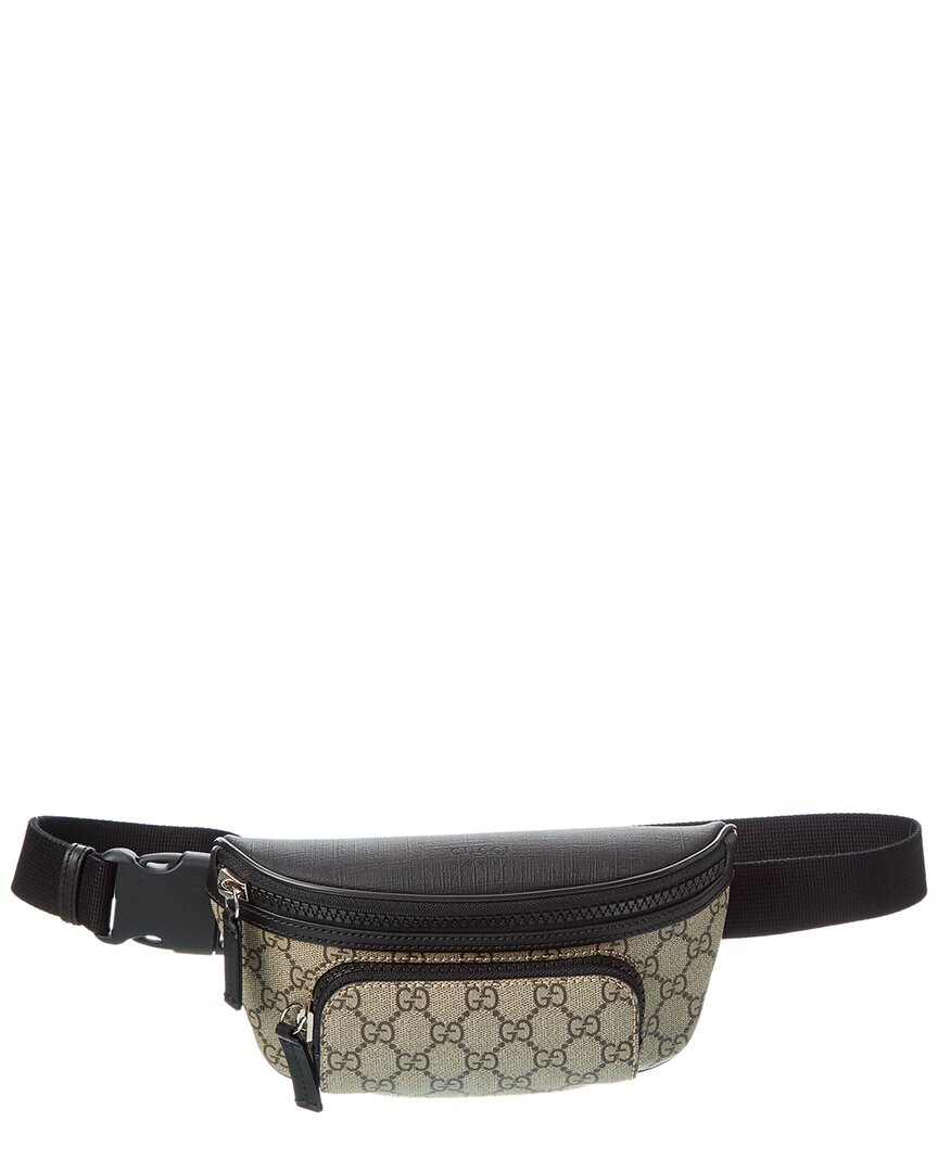 Gucci Large Gg Supreme Canvas & Leather Belt Bag In Black