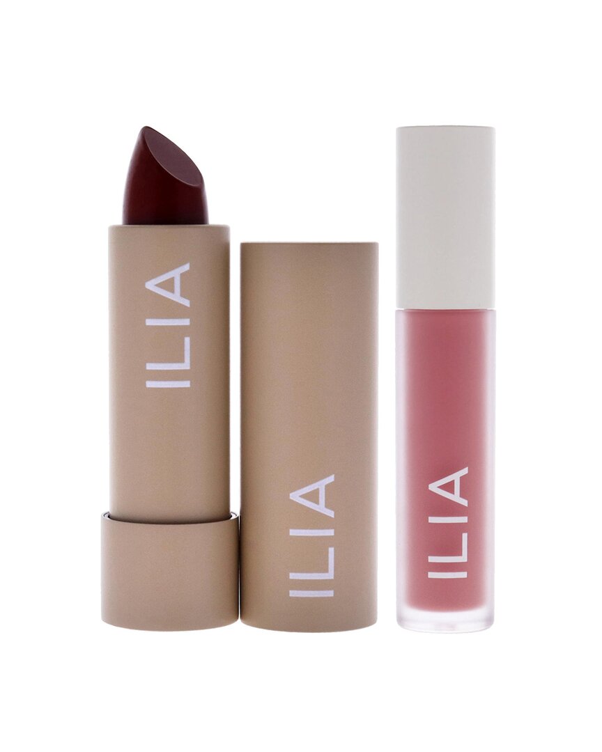 Ilia Beauty Color Block High Impact Lipstick - Tango & Balmy Gloss Tinted Lip  Oil - Petals Kit