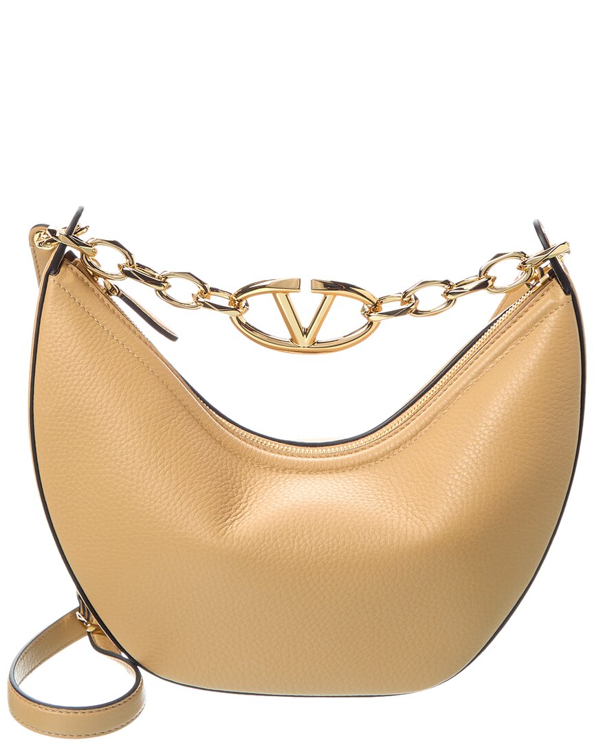 Valentino VLogo Signature Small Leather Hobo Bag
