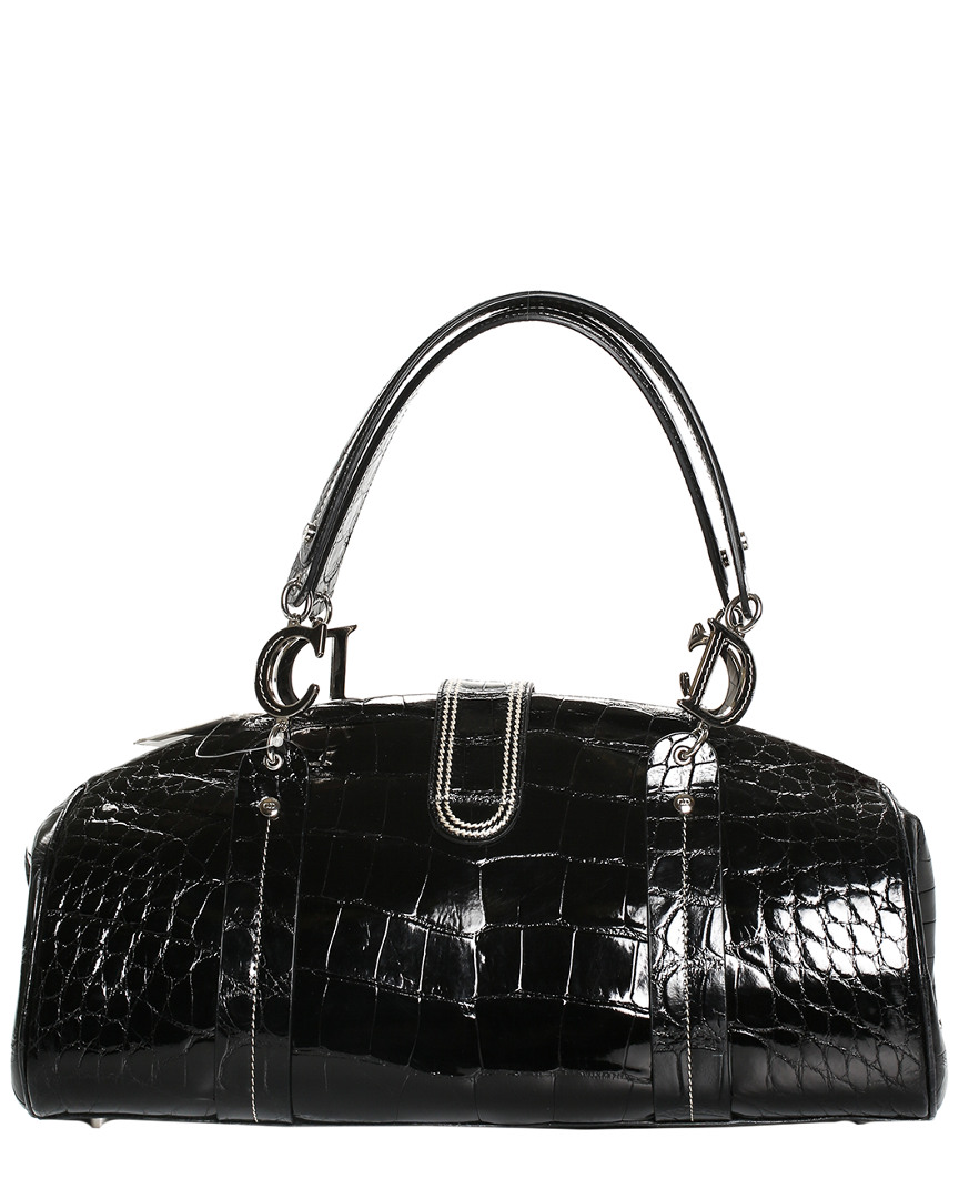 Image of Dior Limited Edition Black Crocodile Leather Medium Satchel, NWT