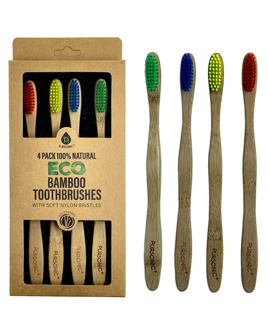 Pursonic 100% Natural Eco Bamboo Toothbrushes In White