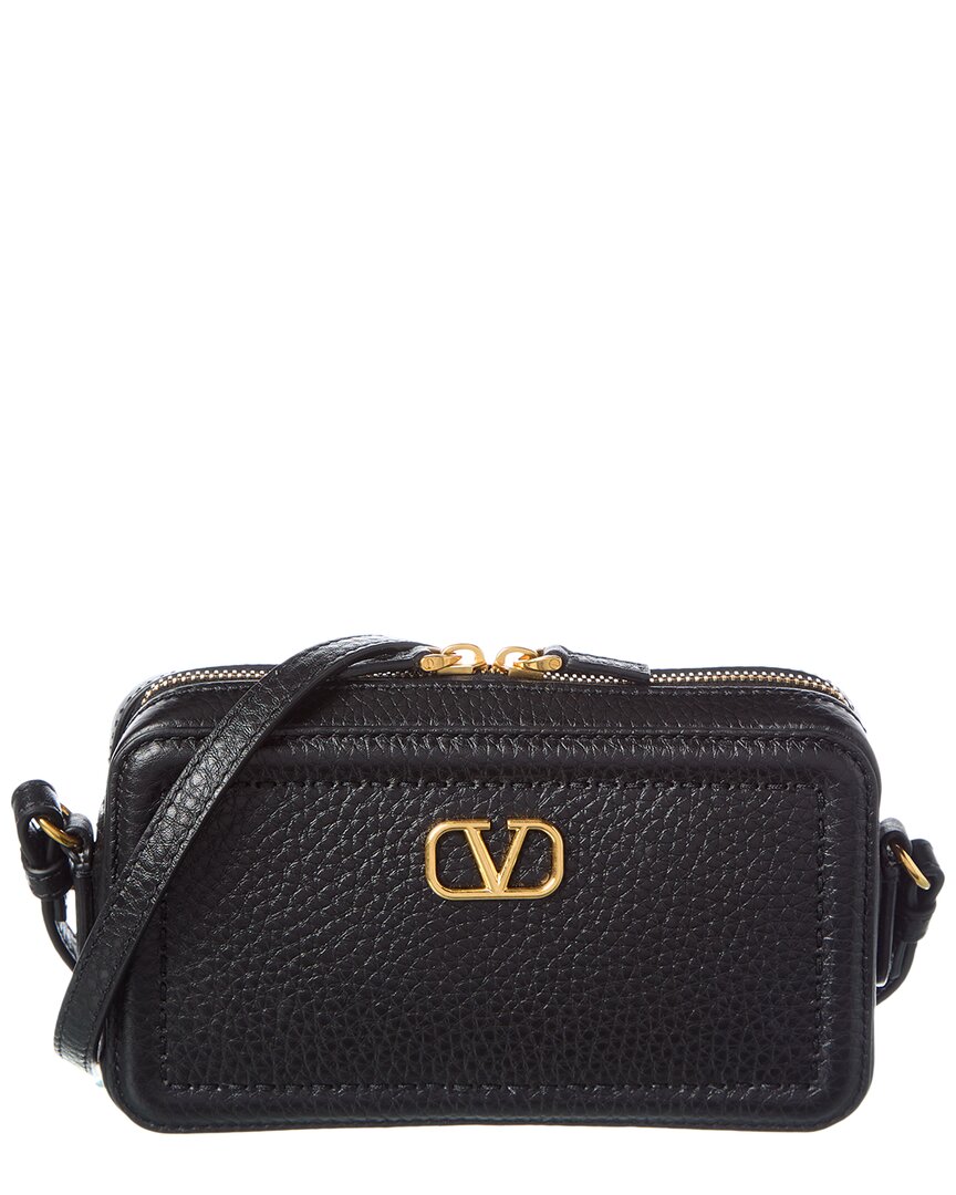 Valentino Vlogo Alltime Mini Leather Camera Bag In Black