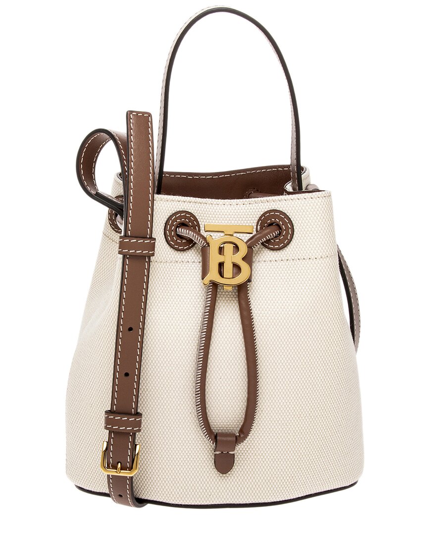 Burberry Tb Mini Canvas & Leather Bucket Bag In Blue
