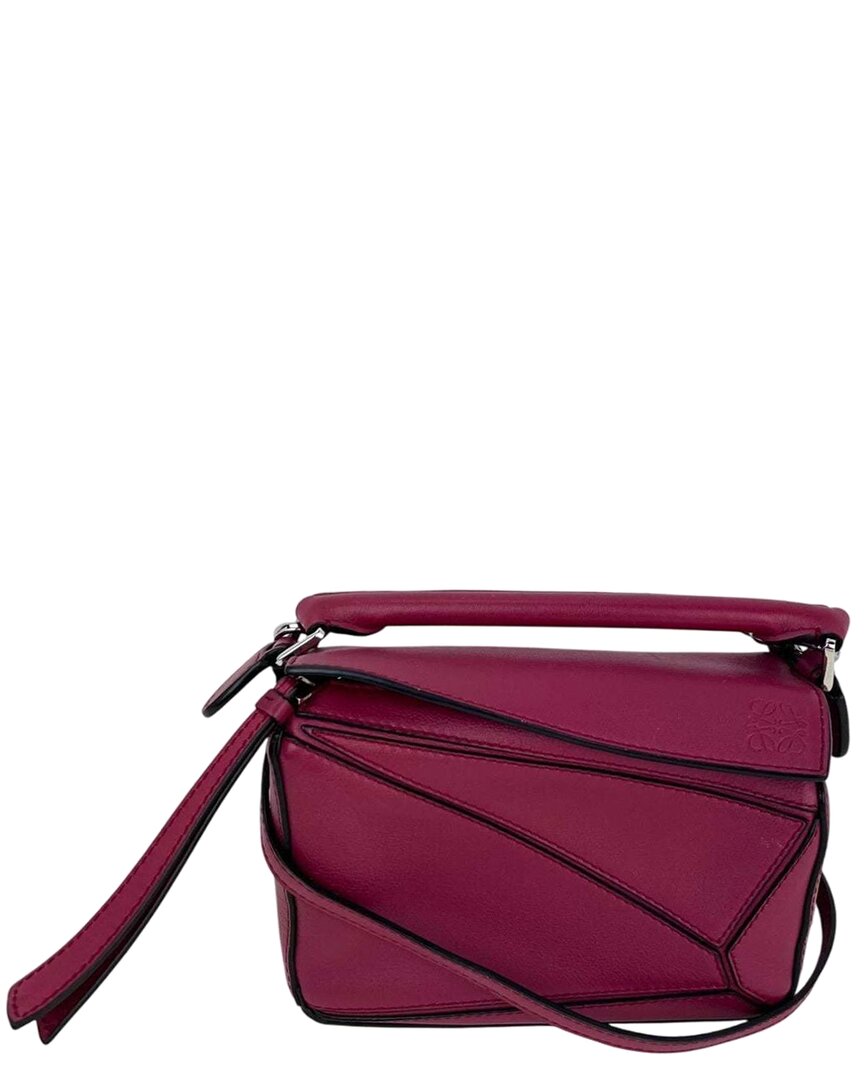 Loewe Red Leather Mini Puzzle Crossbody Handbag (authentic Pre-loved)