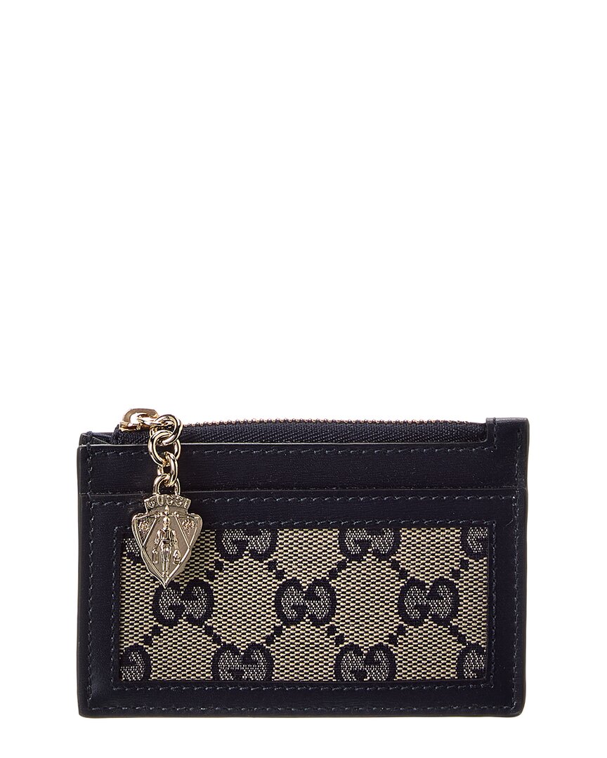 Gucci Luce Gg Canvas & Leather Card Case In Black