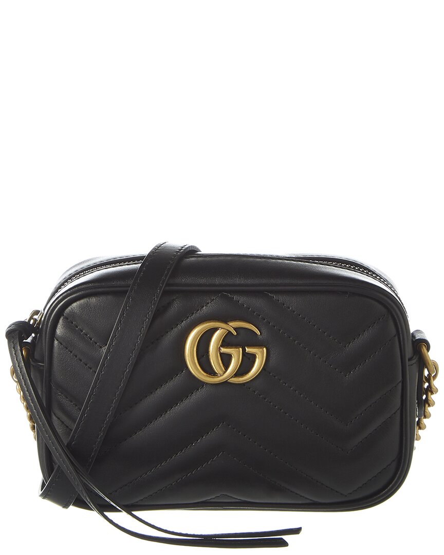 Gucci Gg Marmont Small Matelasse Leather Crossbody Camera Bag In Black