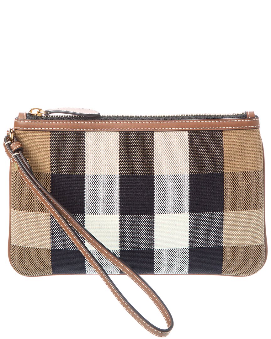 Burberry Check Canvas & Leather Pouch