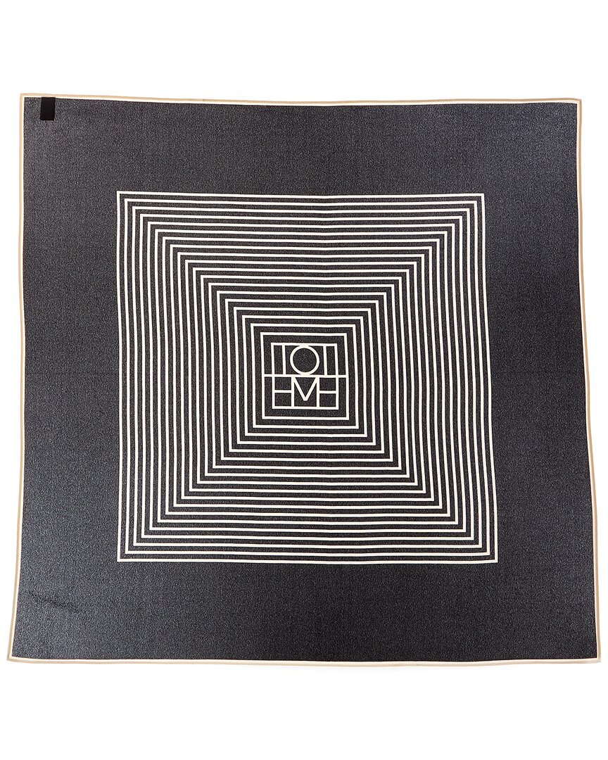 Totême Signature Monogram Silk Blanket Scarf Black In Black