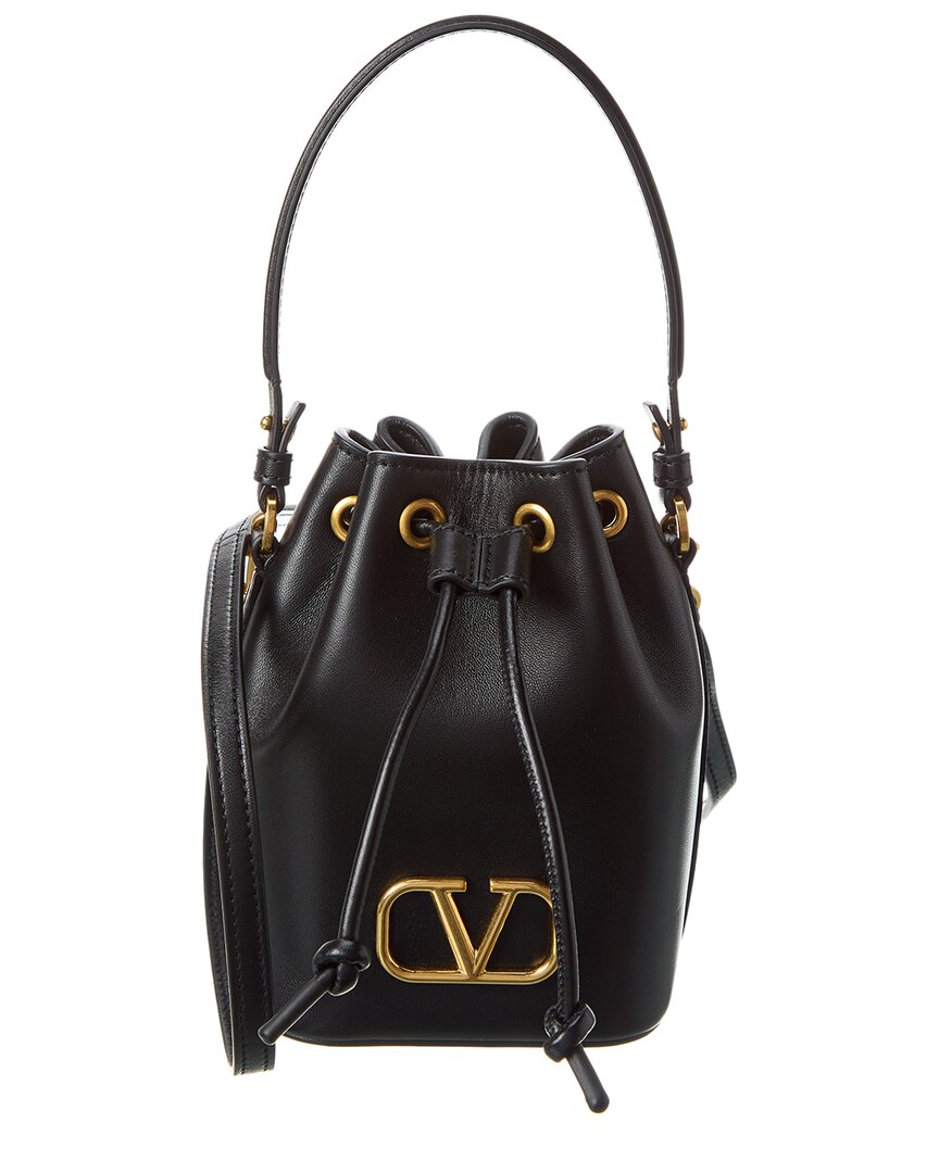 Valentino Garavani Valentino Vlogo Signature Mini Leather Bucket Bag In Black