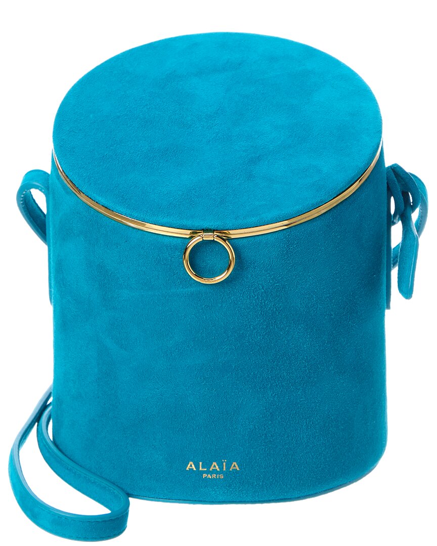 Alaïa Suede Cosmetic Case In Blue