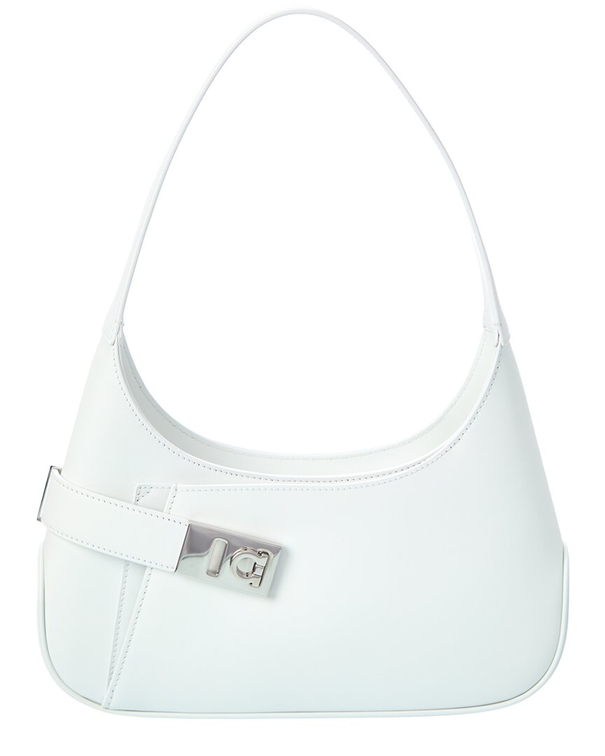 Ferragamo Medium Leather Hobo Bag In White