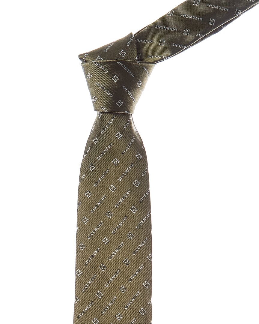 Givenchy 4g Diagonal Silk Tie In Green