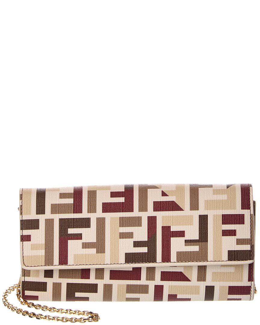 Fendi Dnu Inv  Roma Ff Wallet On Chain In Sand