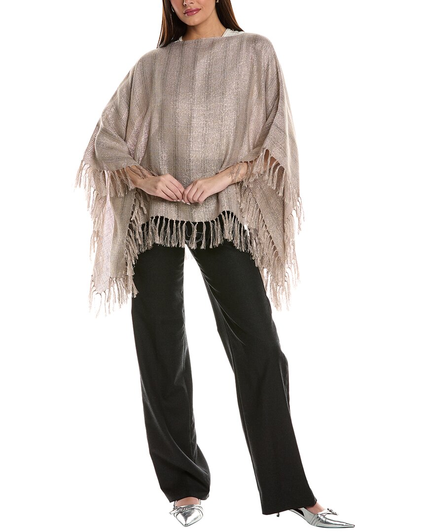 Brunello Cucinelli Linen-blend Poncho In Brown
