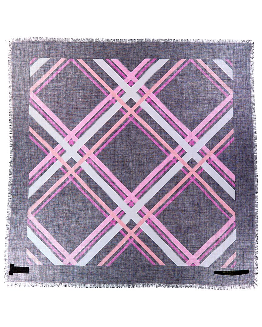 Kate Spade New York Acrobat Plaid Wool Square Scarf In Pink