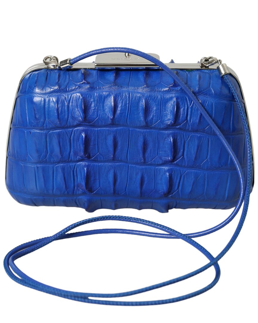 Balenciaga Crocodile Clutch In Blue