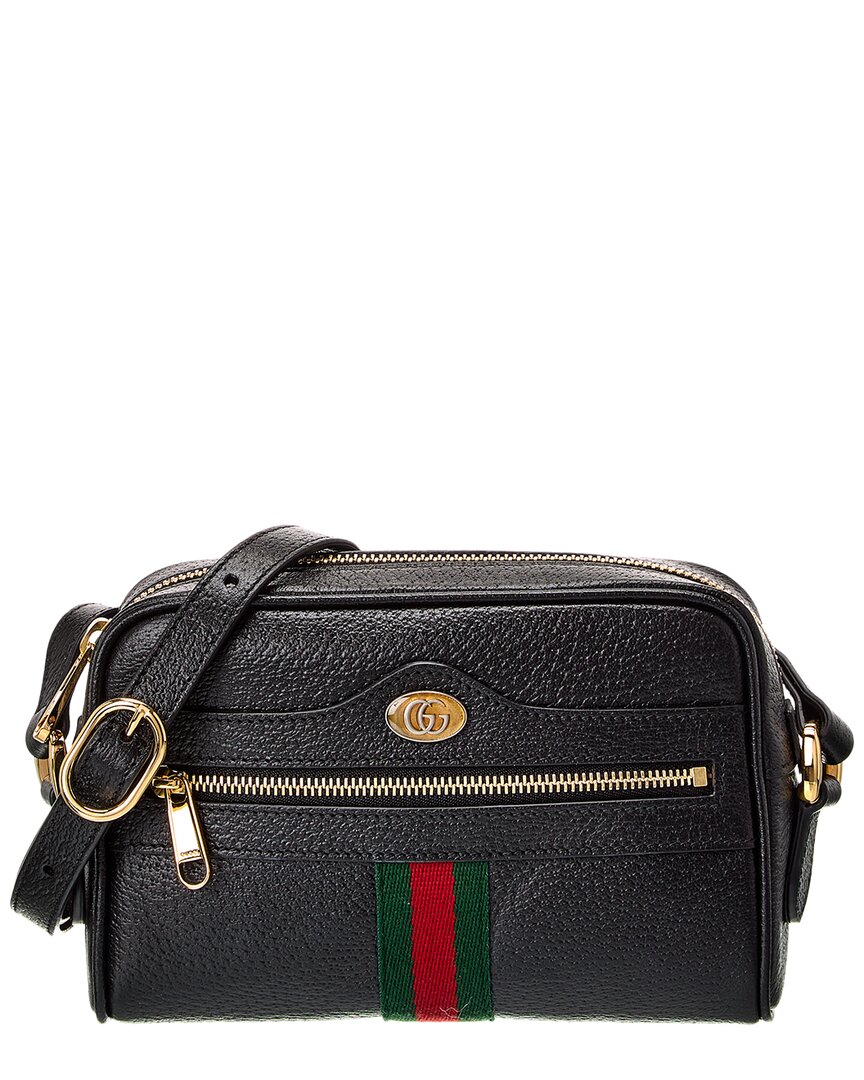 Shop Gucci Ophidia Mini Leather Crossbody In Black