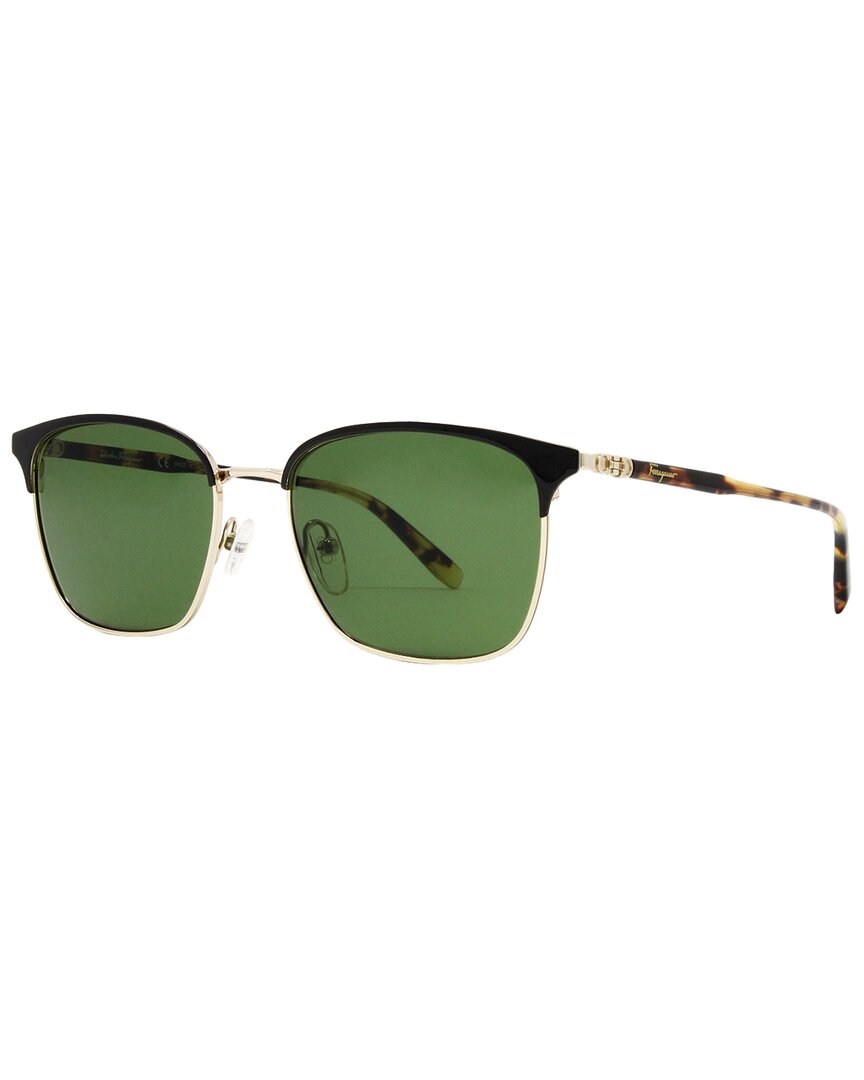 Ferragamo Men's Rectangular Sunglasses Sf227s 703 Gold/black 53mm In Black
